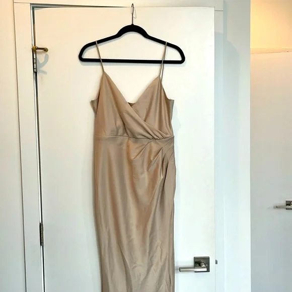 BHLDN Freya Satin Champagne Dress Size 8 - Picture 5 of 6